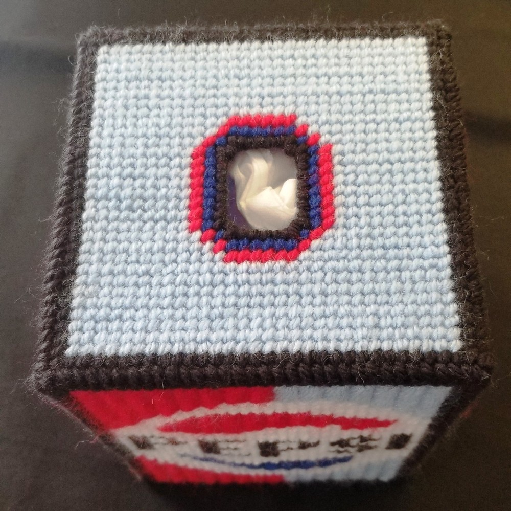 "Pepsi Cola" Tissue Box Cover (Plastic & Yarn) Finished