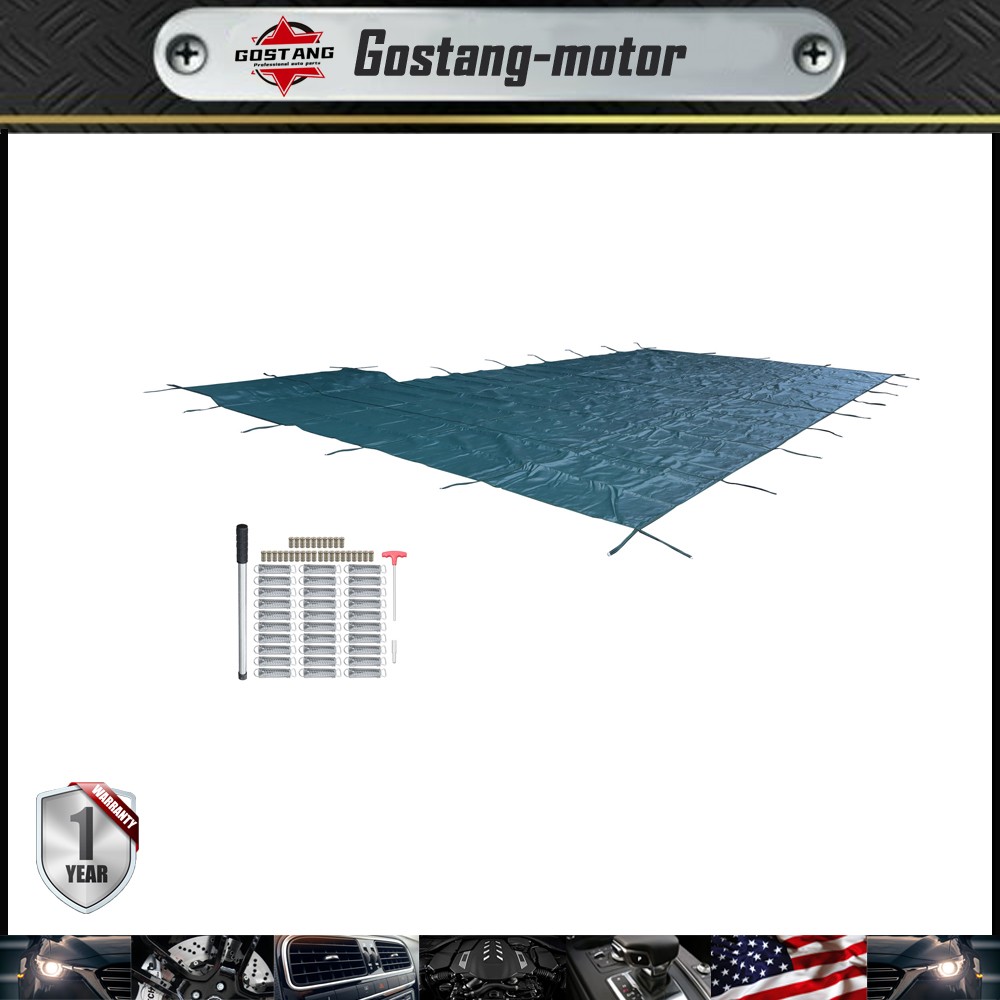 Pool Safety Cover For 20x40ft Rectangular with 4x8ft Center End Step Green Mesh