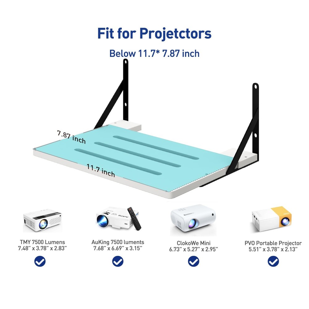 Black White Small Mini Projector Shelf for Wall, Cable Box/Router Shelf,Float