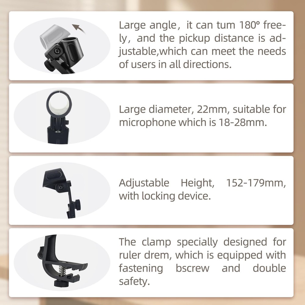 4 Pcs Drum Microphone Clip Adjustable Drum Mic Clip with 180 Degrees Rotation...
