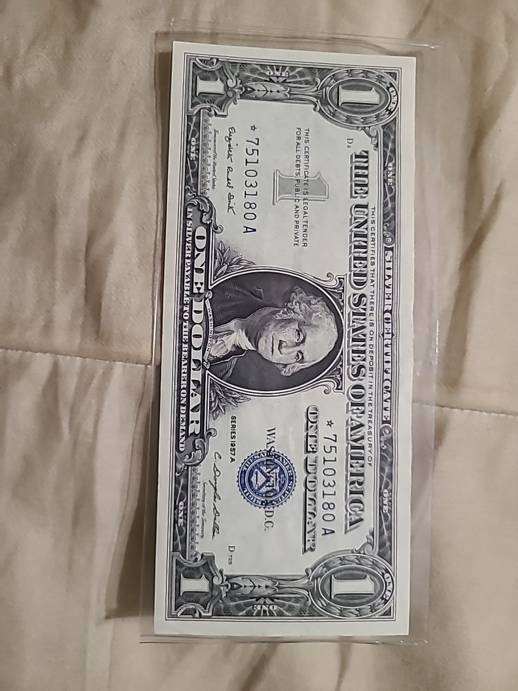 BEAUTIFUL 1957A  STAR One DOLLAR $1 SILVER NOTE.