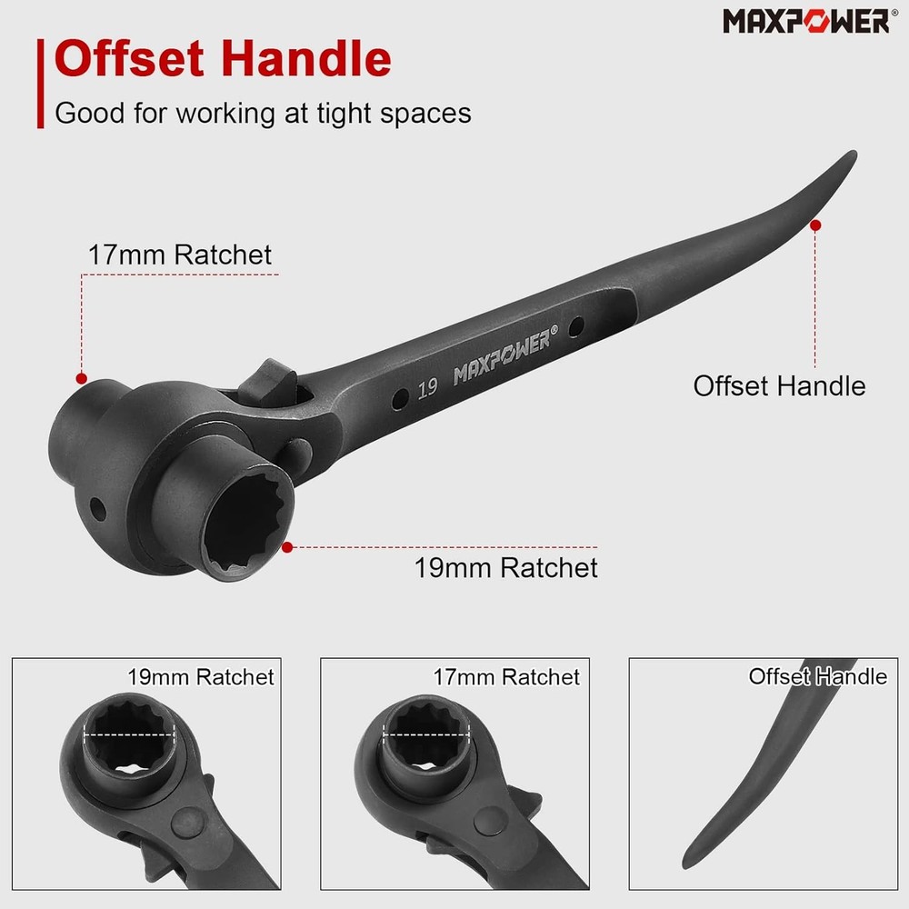 Scaffold Wrench Dual Socket Ratchet Tool