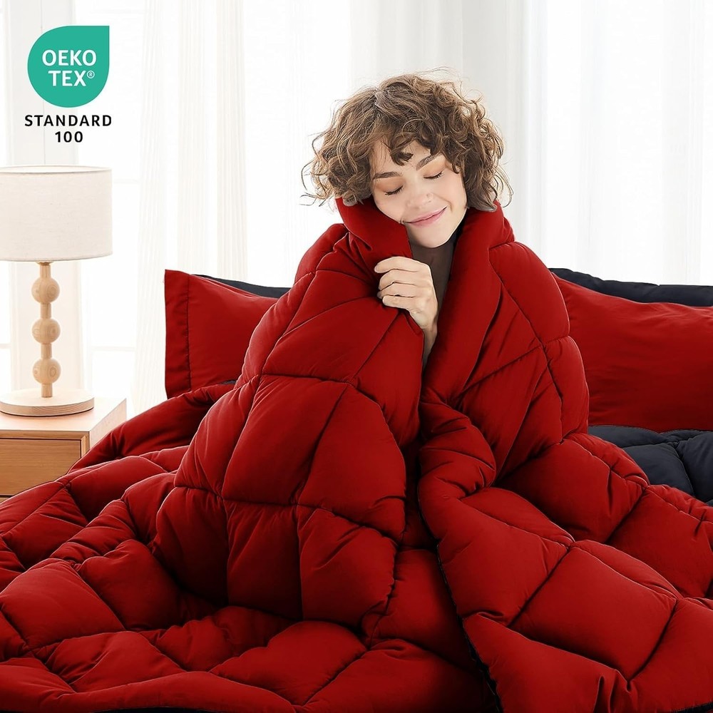 Luxurious 7-Piece Queen Comforter Set – Reversible Microfiber Bedding