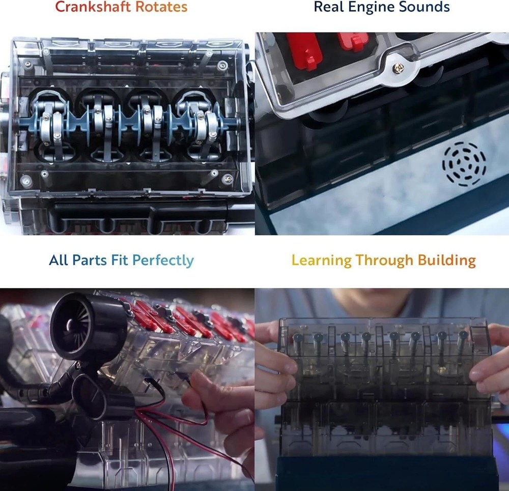 V8 Combustion Engine Model Kit That Runs - Build Your Own STEM Mini V8 Model ...
