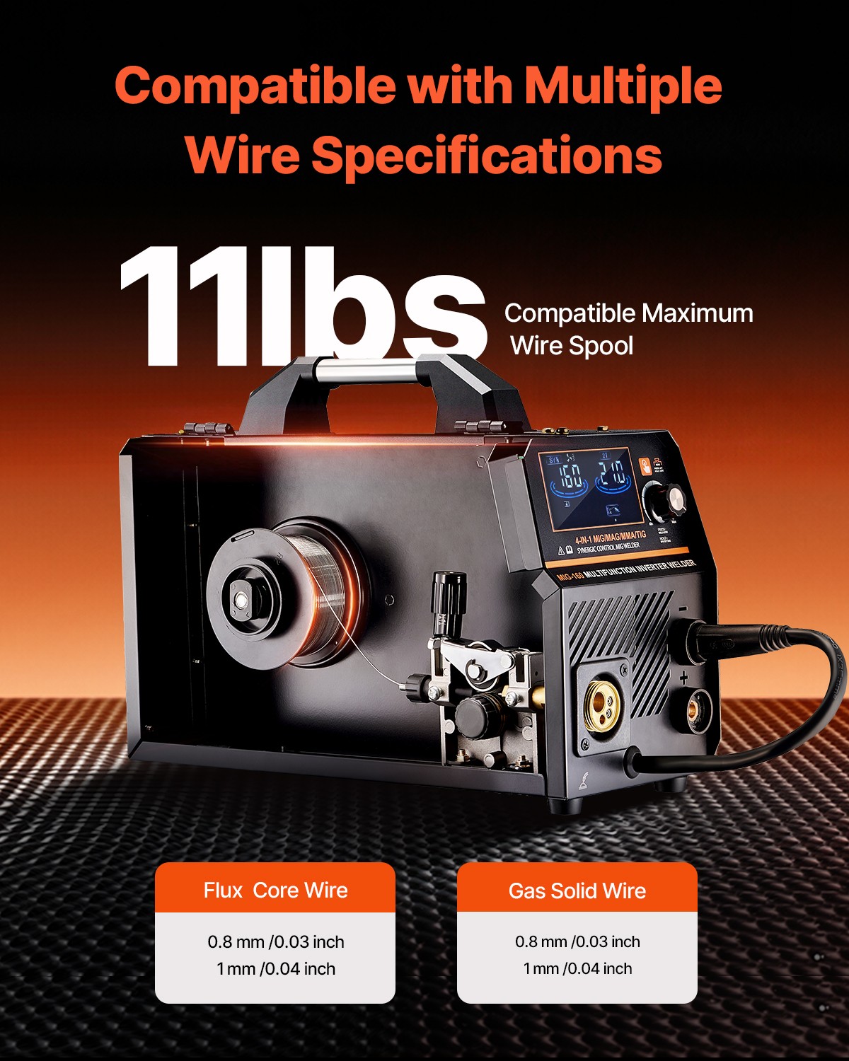 VEVOR MIG Welder 160Amp Welding Machine 4-in-1 Gas MIG/Flux Core MIG/Stick/Lift