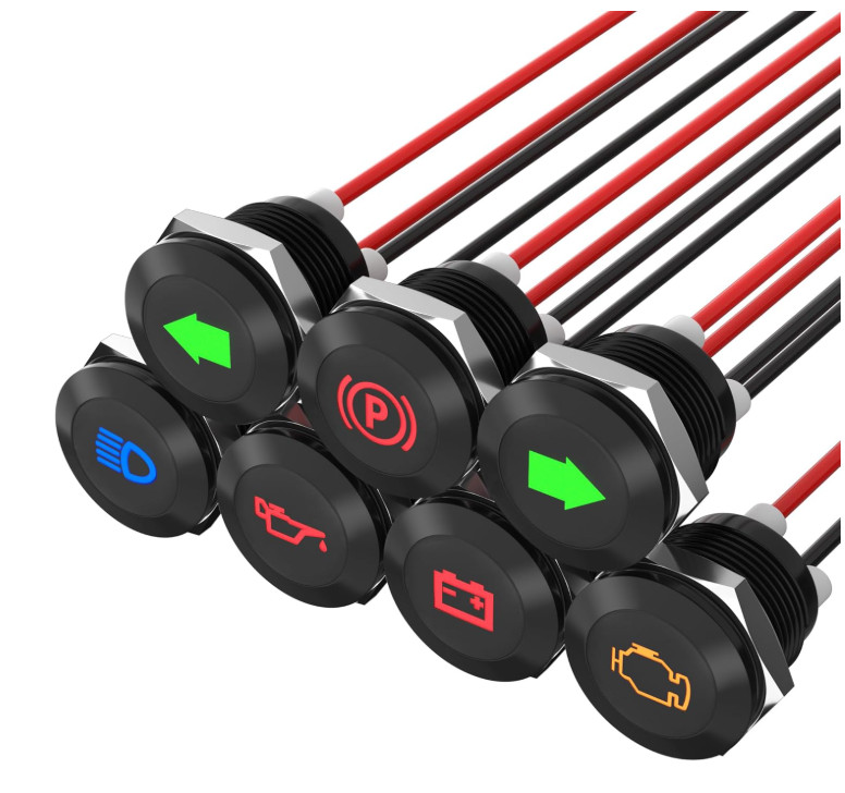 12V LED Indicator Light Small Indicator Light Waterproof 1/2" Panel Cutout 12