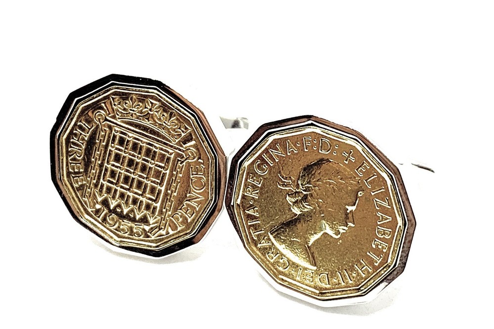 1966 Trepence 3D 60th Birthday Cufflinks - HT SLV