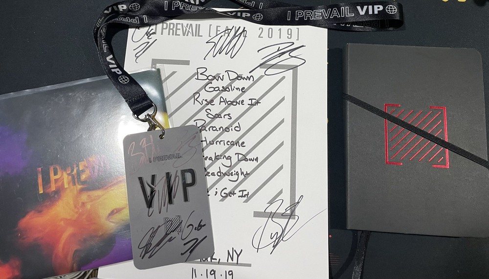 I Prevail VIP Bundle - Autographed Set List, VIP Badge/lanyard, Trauma Notebook+