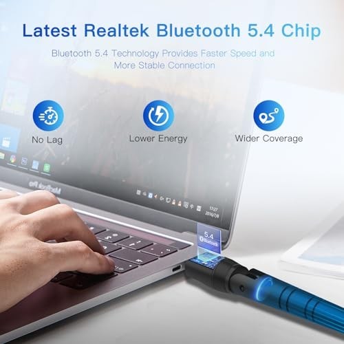 Long Range Bluetooth 5.4 USB Adapter for PC, High Gain 5dBi Wireless Dongle for