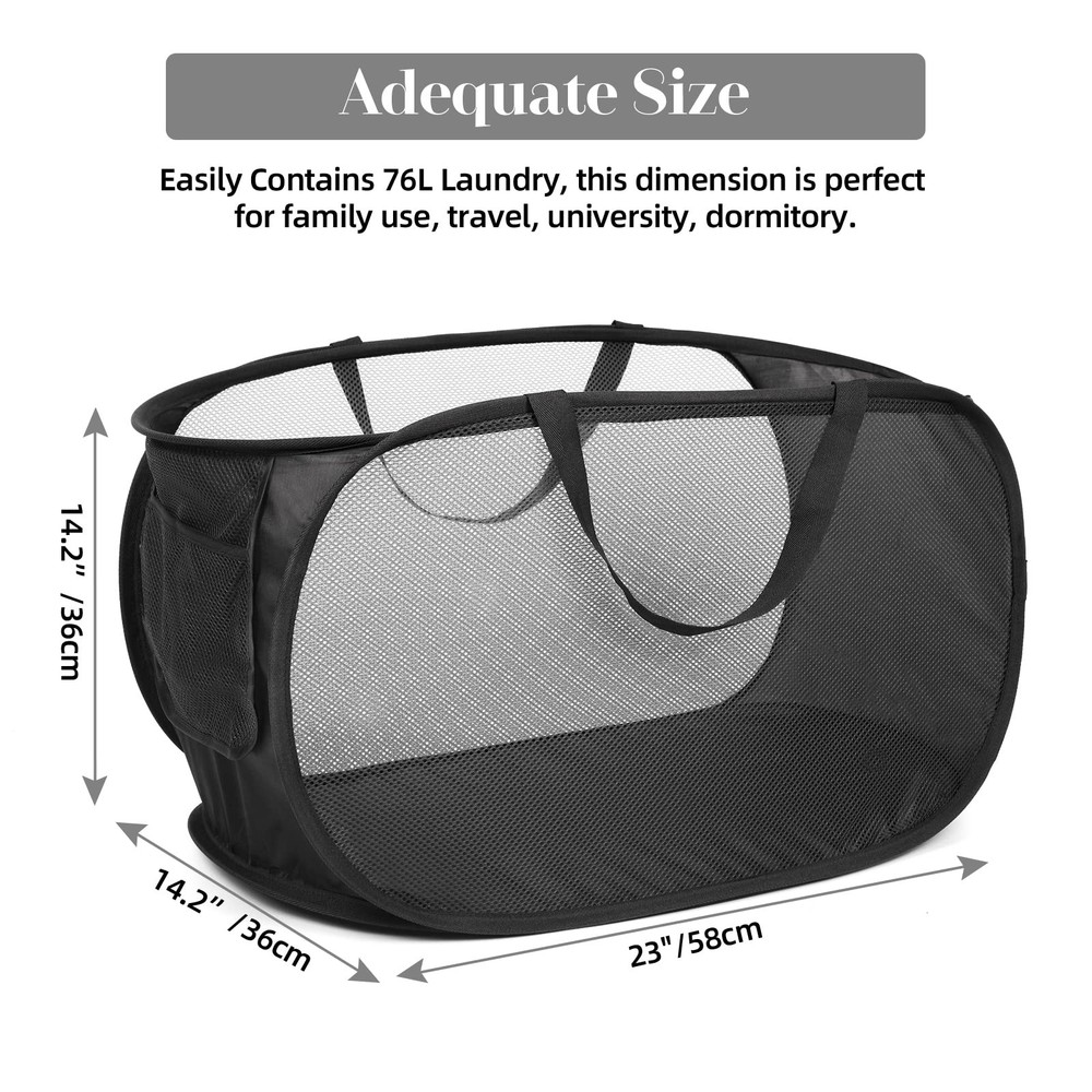 4 Pack Collapsible Laundry Baskets, Foldable Laundry Basket with Pocket, Dur...
