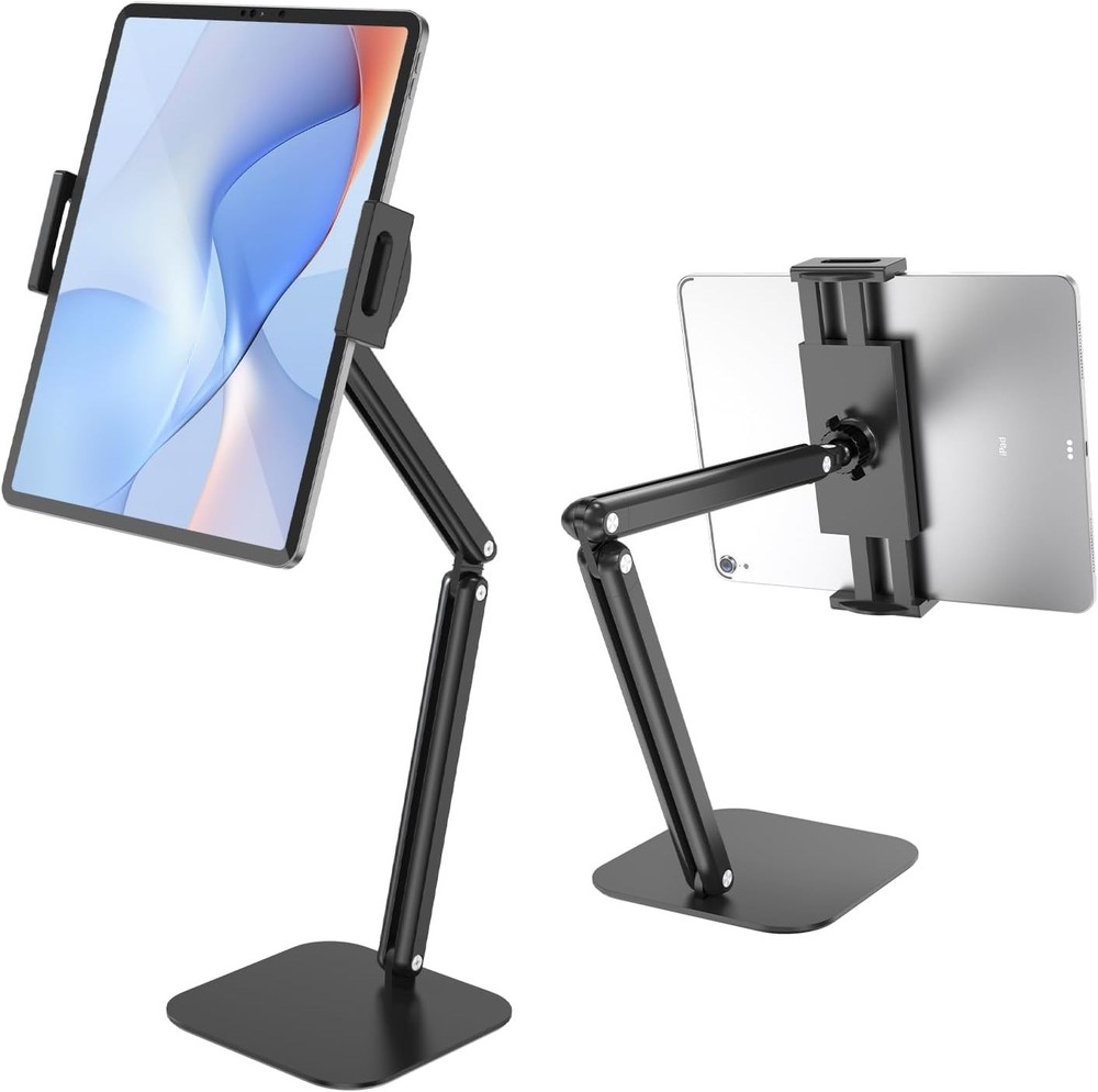 Tablet Stand for iPad, Aluminum Multi-Angle Adjustable Holder, Black