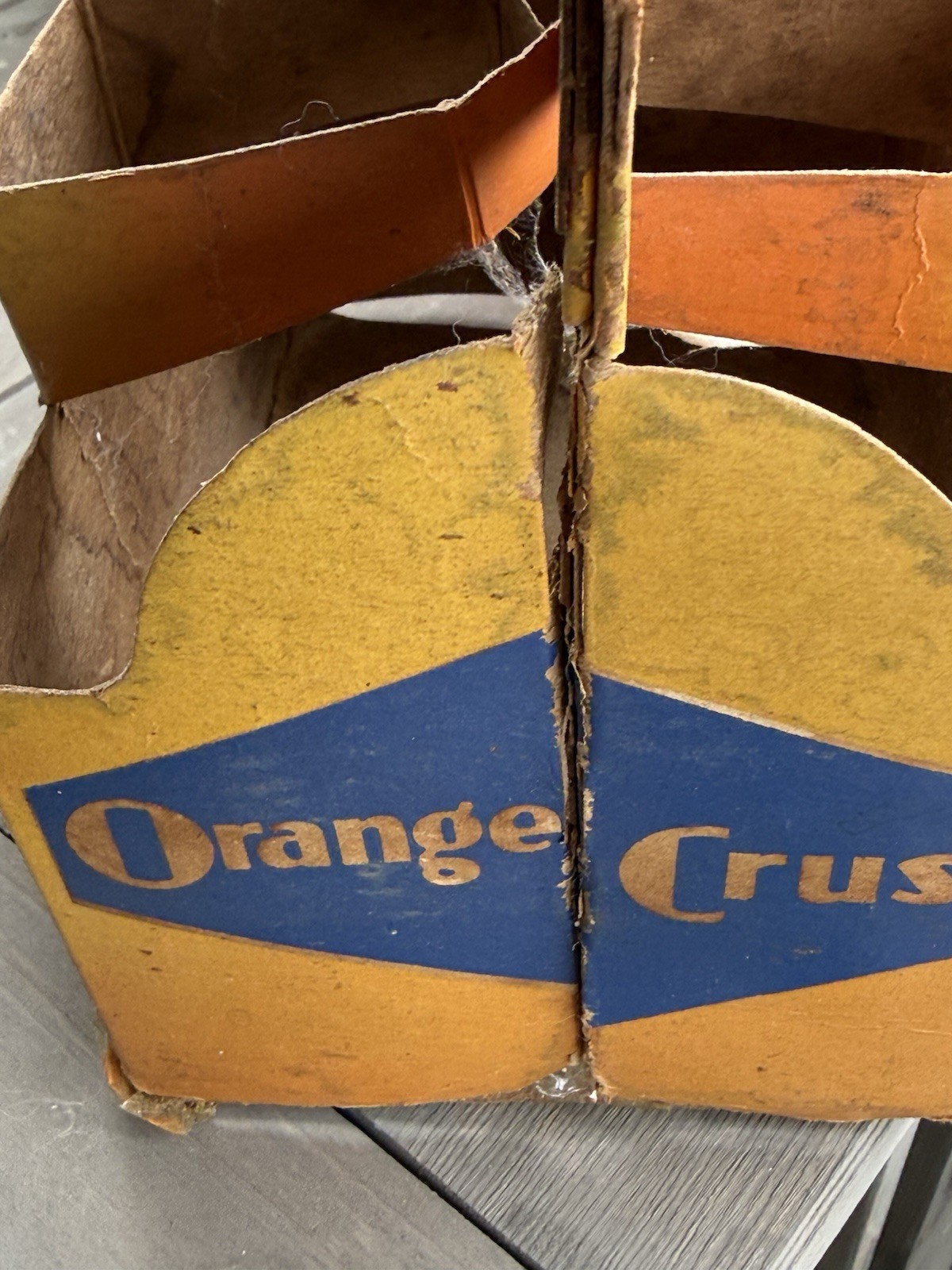 Rare 1940’s Orange Crush Cardboard 6 Pack Handi-Pack W/ Bottles Clinton Iowa