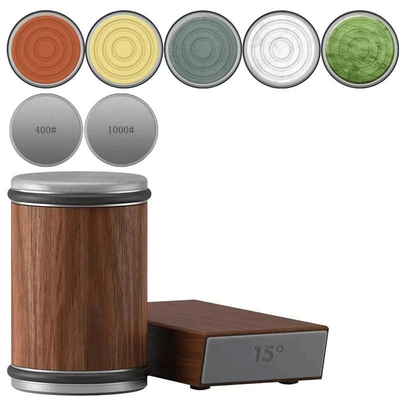 Rolling Knife Sharpener Kit with Magnetic Holder & Diamond Sharpening Stone