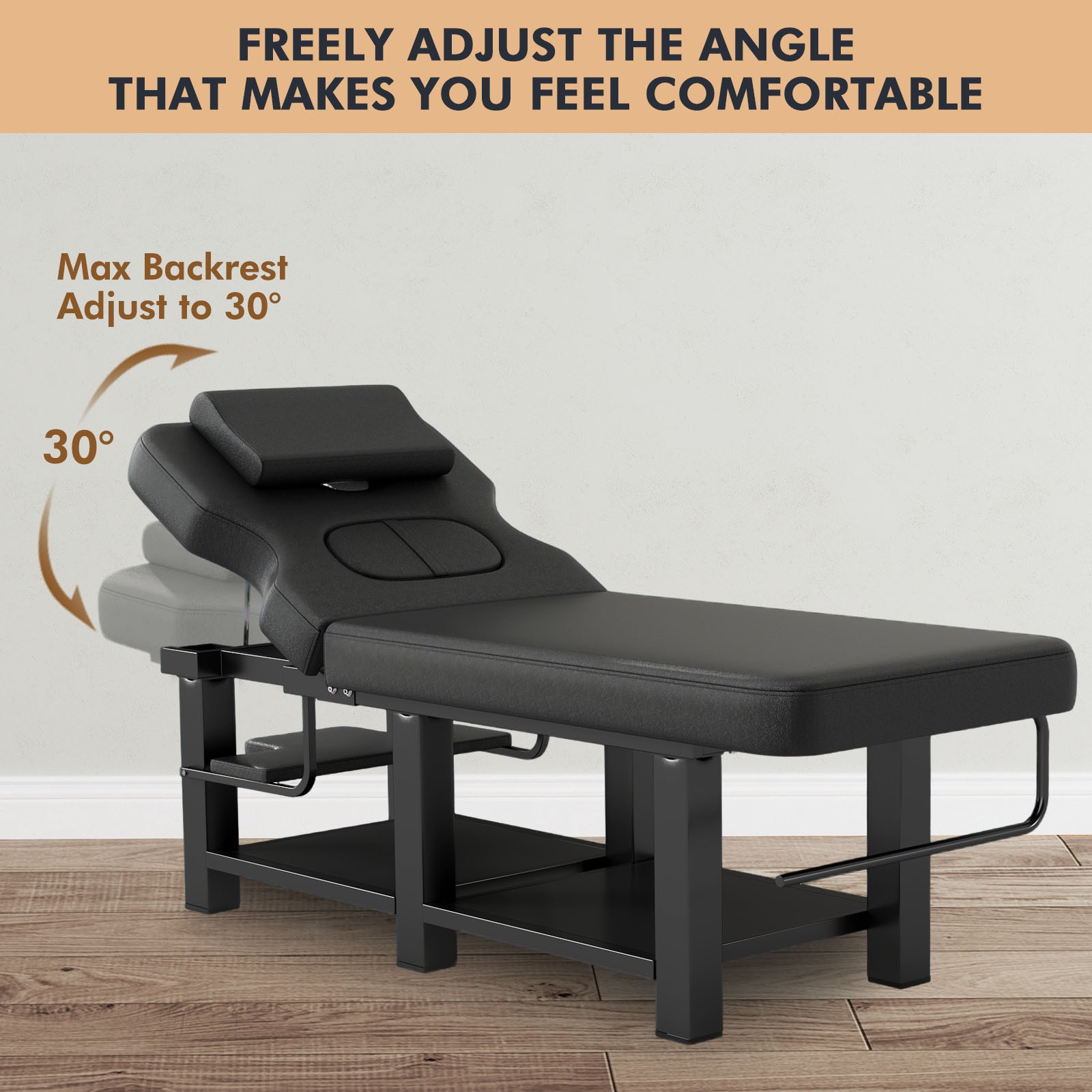 Black Massage Table Facial Bed Treatment Salon Spa Beauty w/Headrest, Open-Chest