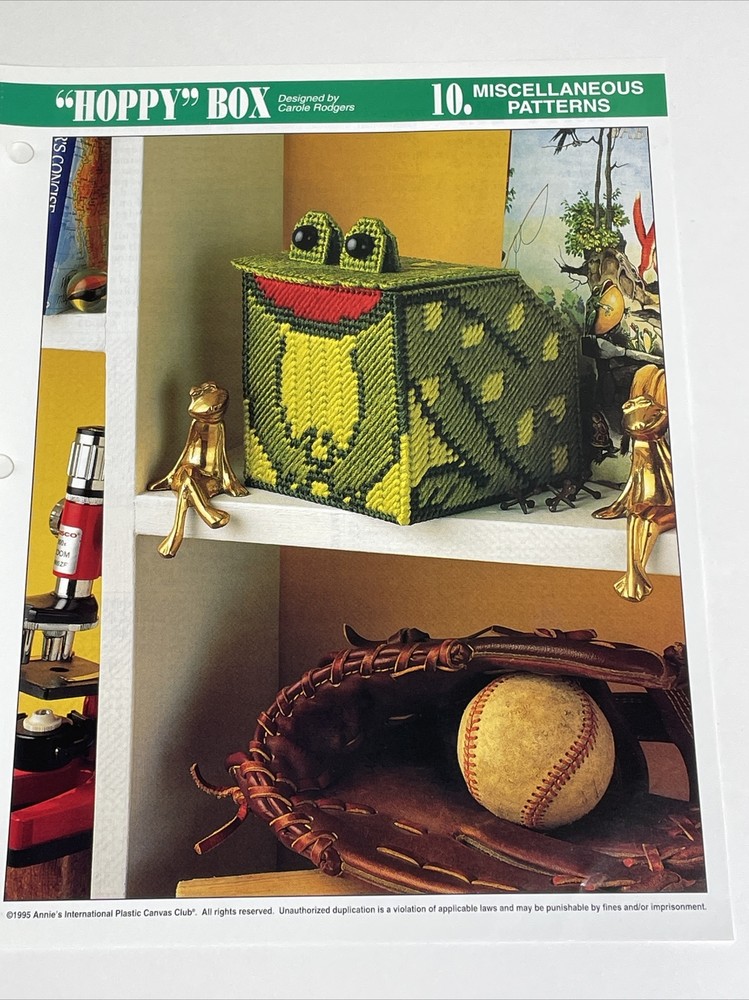Annie's Attic Hoppy Box Storage Frog Plastic Canvas Pattern
