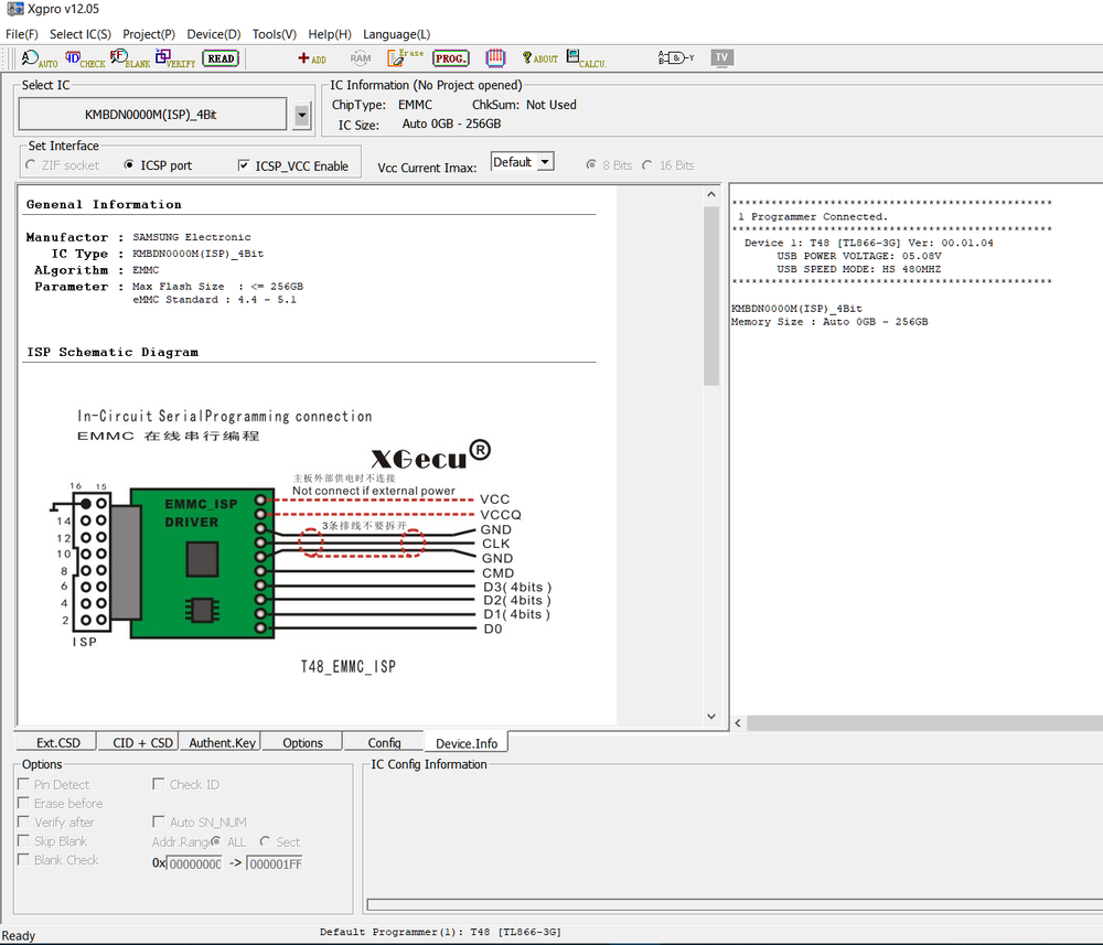 XGecu EMMC ISP driver in-circuit programming Adapter for T48(TL866-3G)programmer