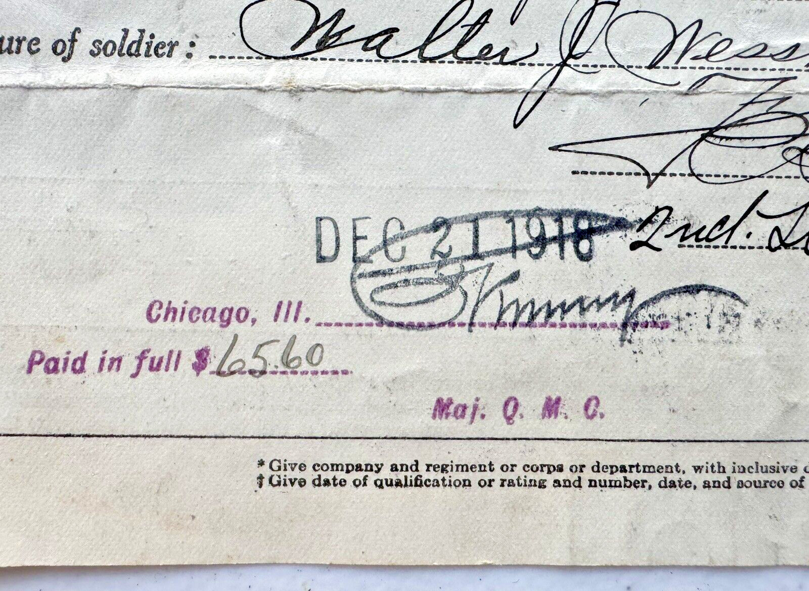 1918 WWI HONORBLE DISCHARGE PAPERS FROM THE UNITED STATES ARMY PRIVATE WESSMAN