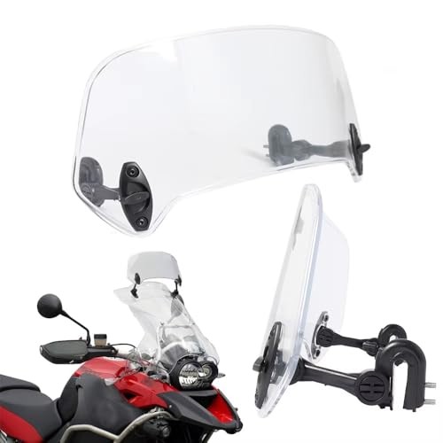 Motorcycle Clip-On Windshield Adjustable Windscreen Extension Spoiler white