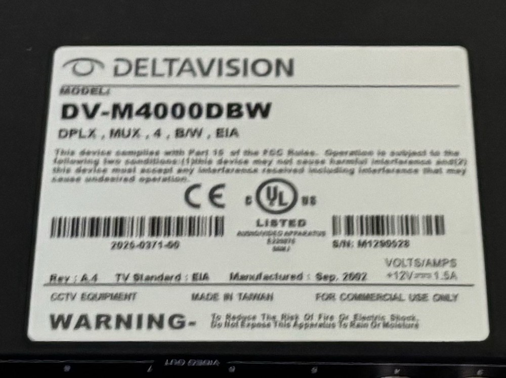 DeltaVision Duplex Digital Video Multiplexer Model DV-M4000DBW