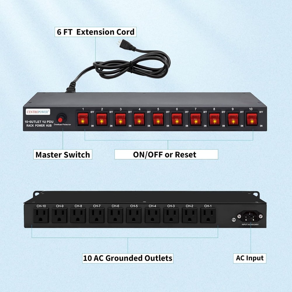 Rackmount Power Strip Surge Protector Outlet Network Server PDU