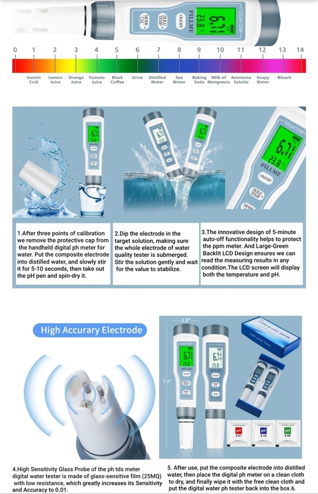 2 Pack- Digital Ph Meter Ph Tester Water Quality Tester