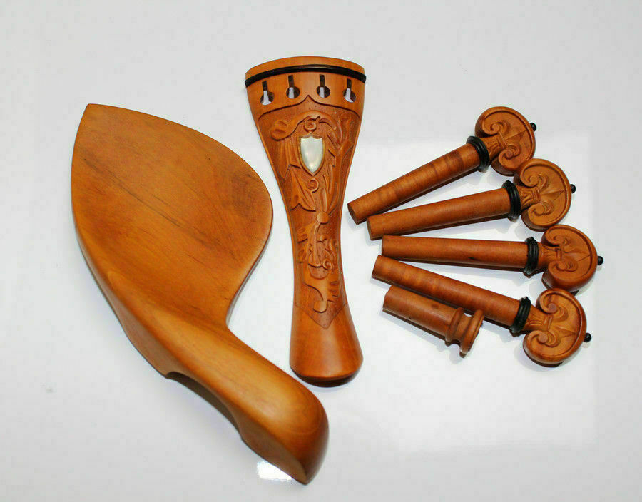 3 set Different Great Violin accessories engraved pattern Peg Tailpiece Chinrest