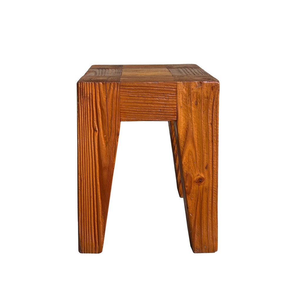 Natural Raw Draft Wood Rough Pattern Bold Square Stool Table cs7246