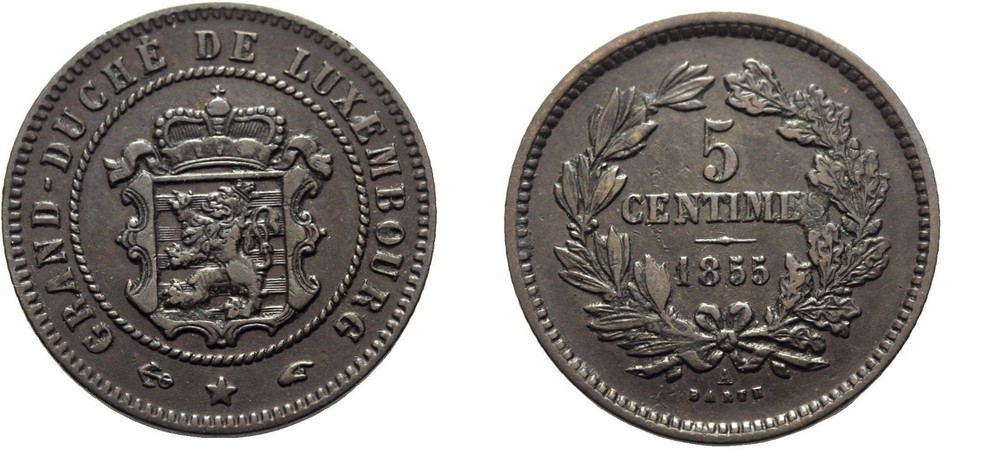 1855 Luxembourg 5 Cent #2-nice