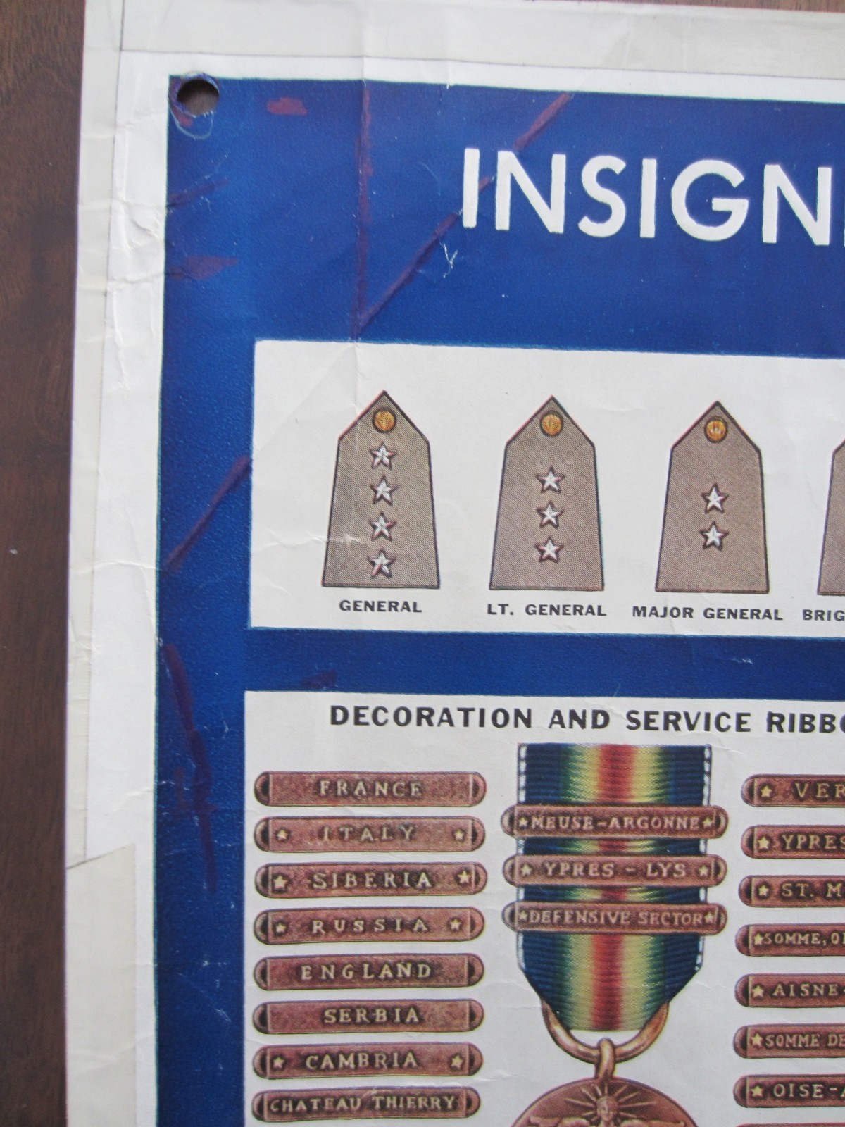 Original WW2 Poster Insignia Decorations Medals US Army Navy Marines Coast Guard