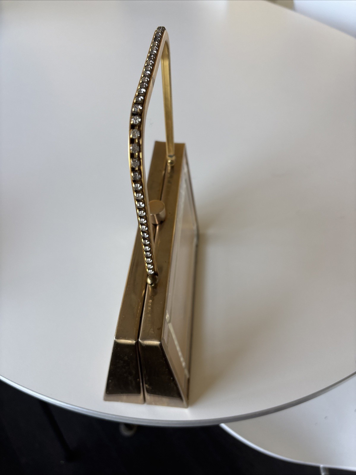 Vintage 1950s Tyrolean NY lucite and gold metal rhinestones box bag