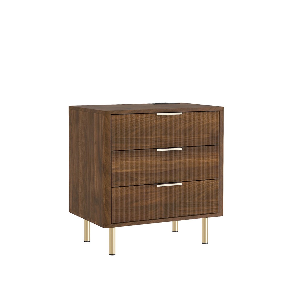 Modern Nightstand Bedside Table Side End Table w/Storage Cabinet & Night Light