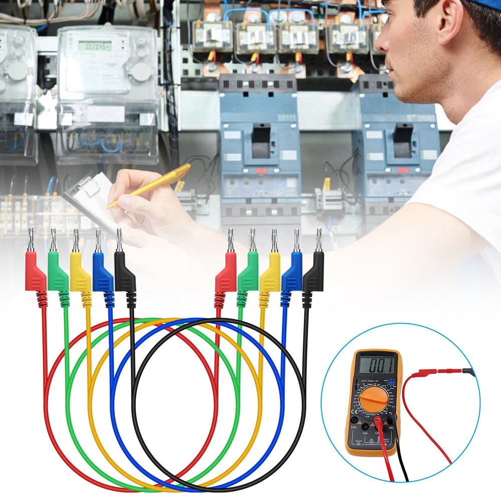 10Pack 1000V Stackable Banana To Banana Plug Test Lead Wire Cable For Multimeter