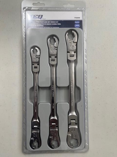 TEQ TP89099 3-PC METRIC RATCHETING FLEX FLARE NUT WRENCH SET