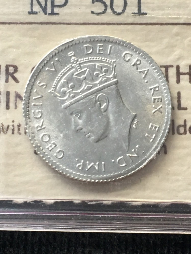 1943c, ICCS Graded Newfoundland Five Cent, **AU-55**