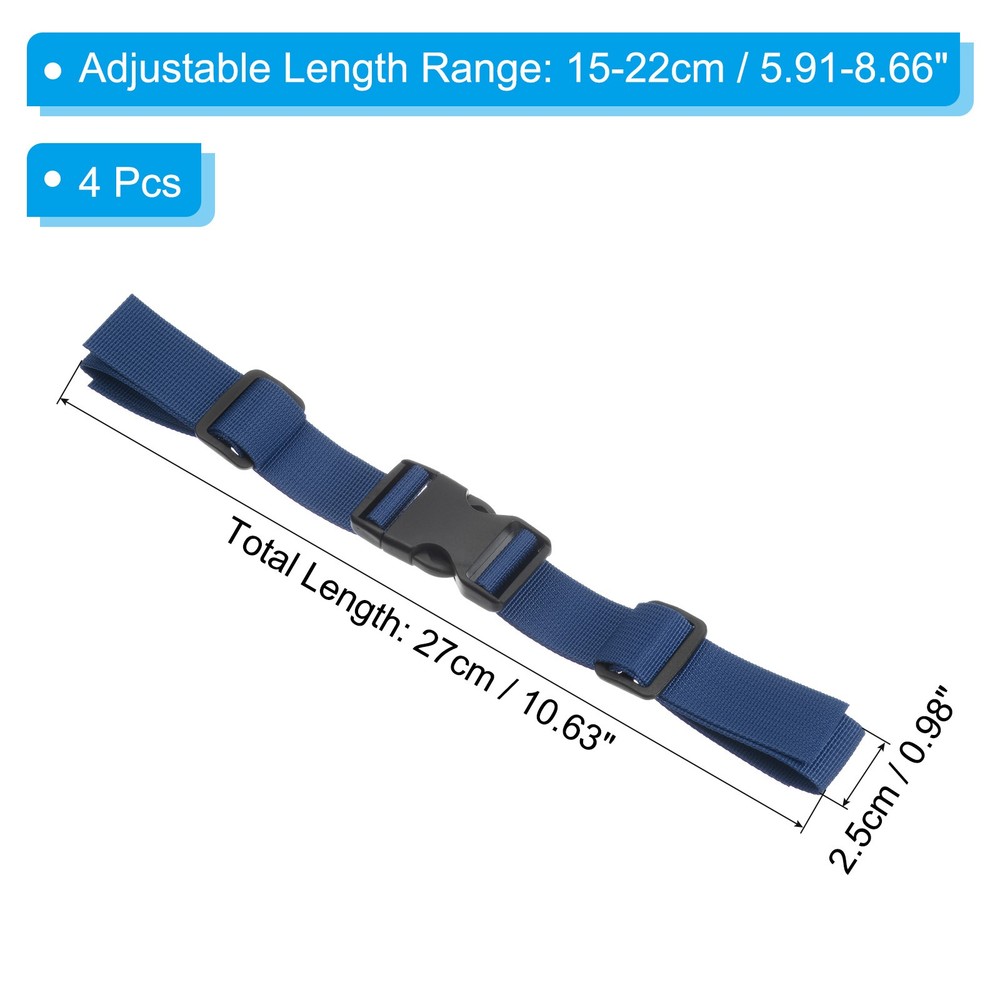 Backpack Chest Strap, 4 Pcs Strap with Quick-Release Buckle, Dark Blue
