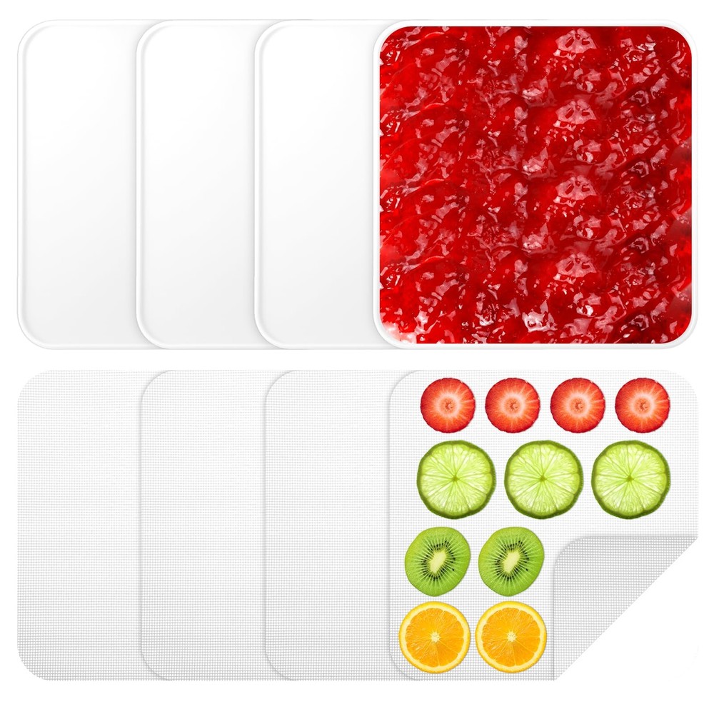 4 PCS Dehydrator Trays, 4 PCS Mesh Silicone Dehydrator Sheets Reusable Dehydr...