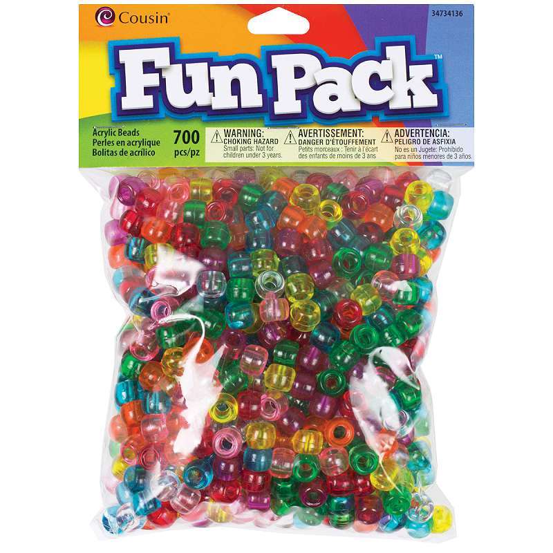 Fun Pack Acrylic Pony Beads 700/Pkg Transparent Rainbow