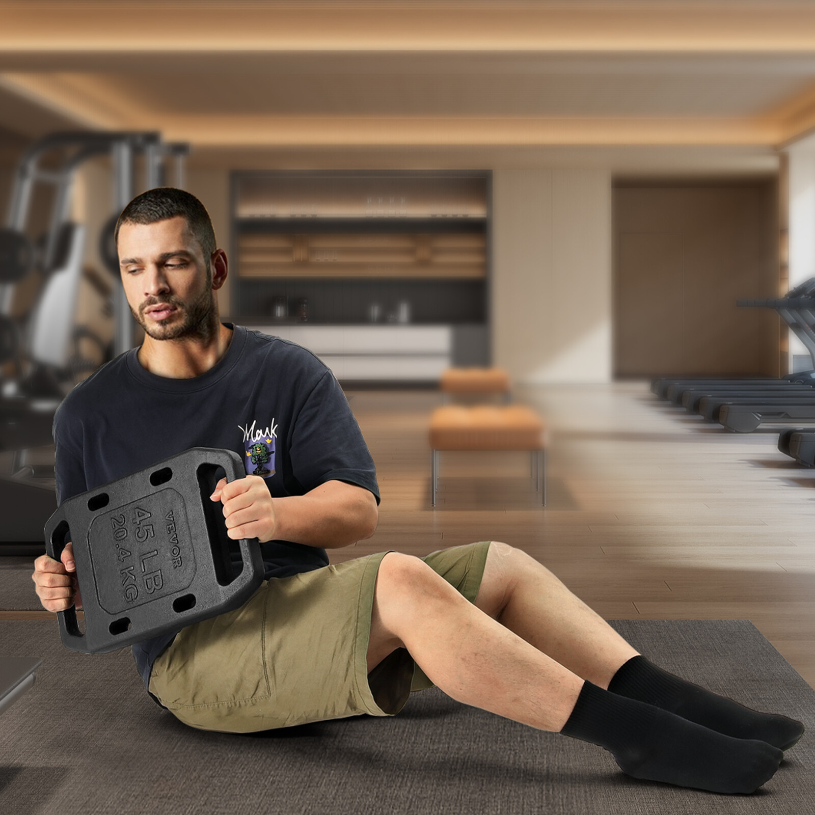 VEVOR Cast Iron Ruck Weights for Rucking Weight Plate with Handle 45LB Single