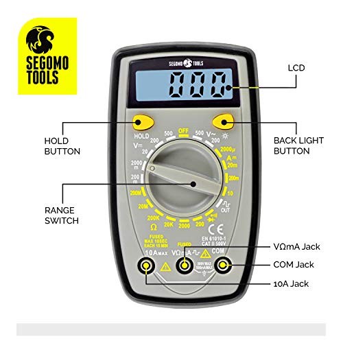 Multimeter - Amp & Diode Voltage, Resistance & Continuity Digital 500 Volt