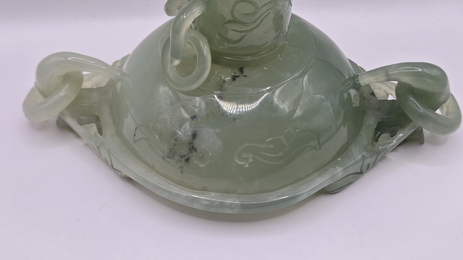 Vintage Chinese Jade Carved Foo Dog Incense Burner 8" x 7.5" READ FOR FAULTS