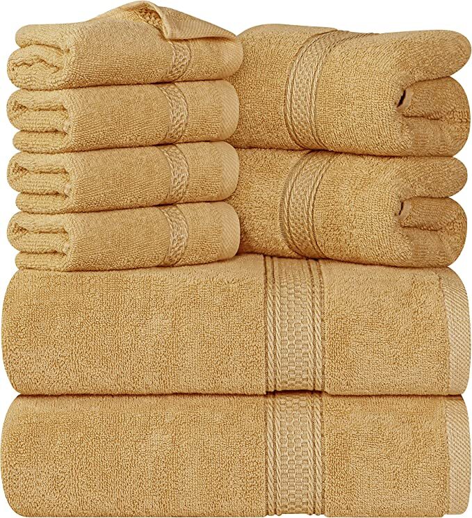 Utopia Towels 600 GSM 8Pc Towel Set 2 Bath Towels 2 Hand Towels 4 Washcloths