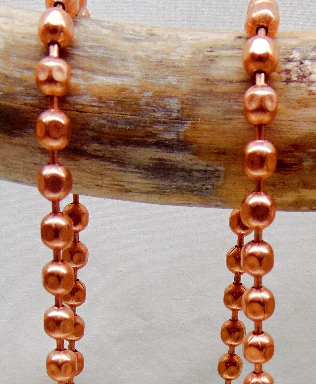 BULK Copper Ball CHAIN Faceted 6.3mm bead ~ Various Lengths + Connectors USA