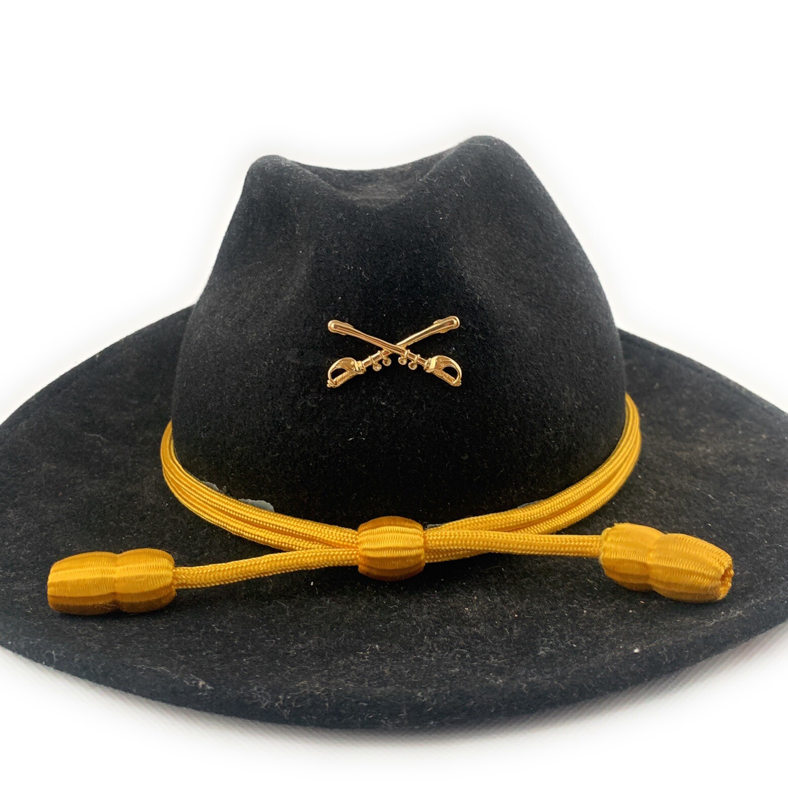 ☀️U.S. Army Gold Cavalry Crossed Sabers, Military Hat Lapel Pin, Medium 1-1/2"