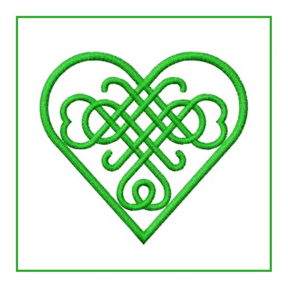 Celtic Knot Heart in Green Counted Cross Stitch Pattern