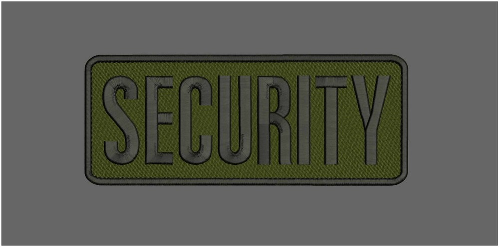 SECURITY EMBROIDERY PATCH 4X11 HOOK ON BACK OD GREEN/BLK