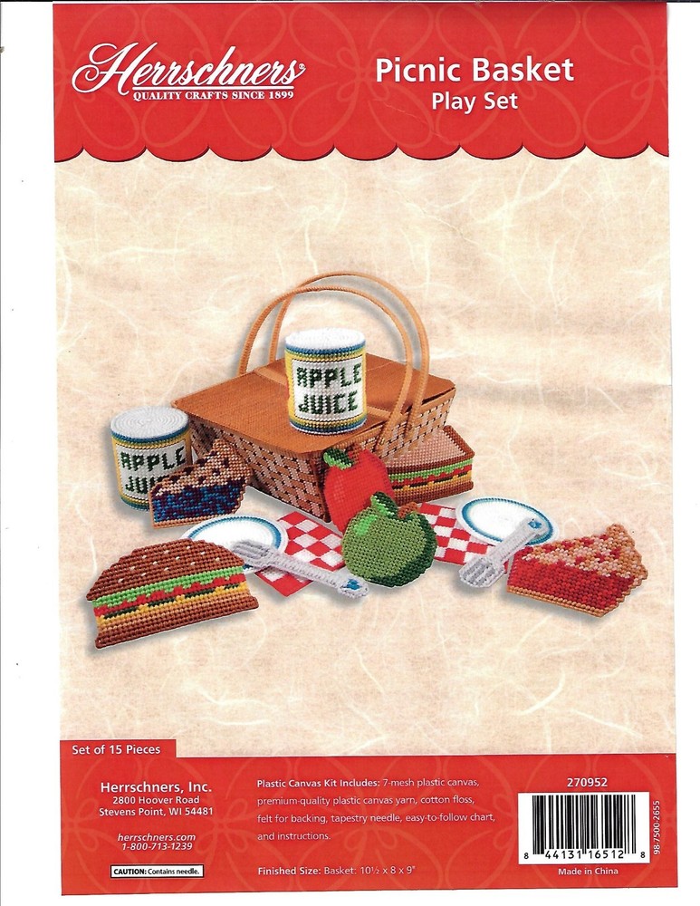 PICNIC BASKET PLAY SET 7ct plastic canvas  PATTERN  (#TF0538)