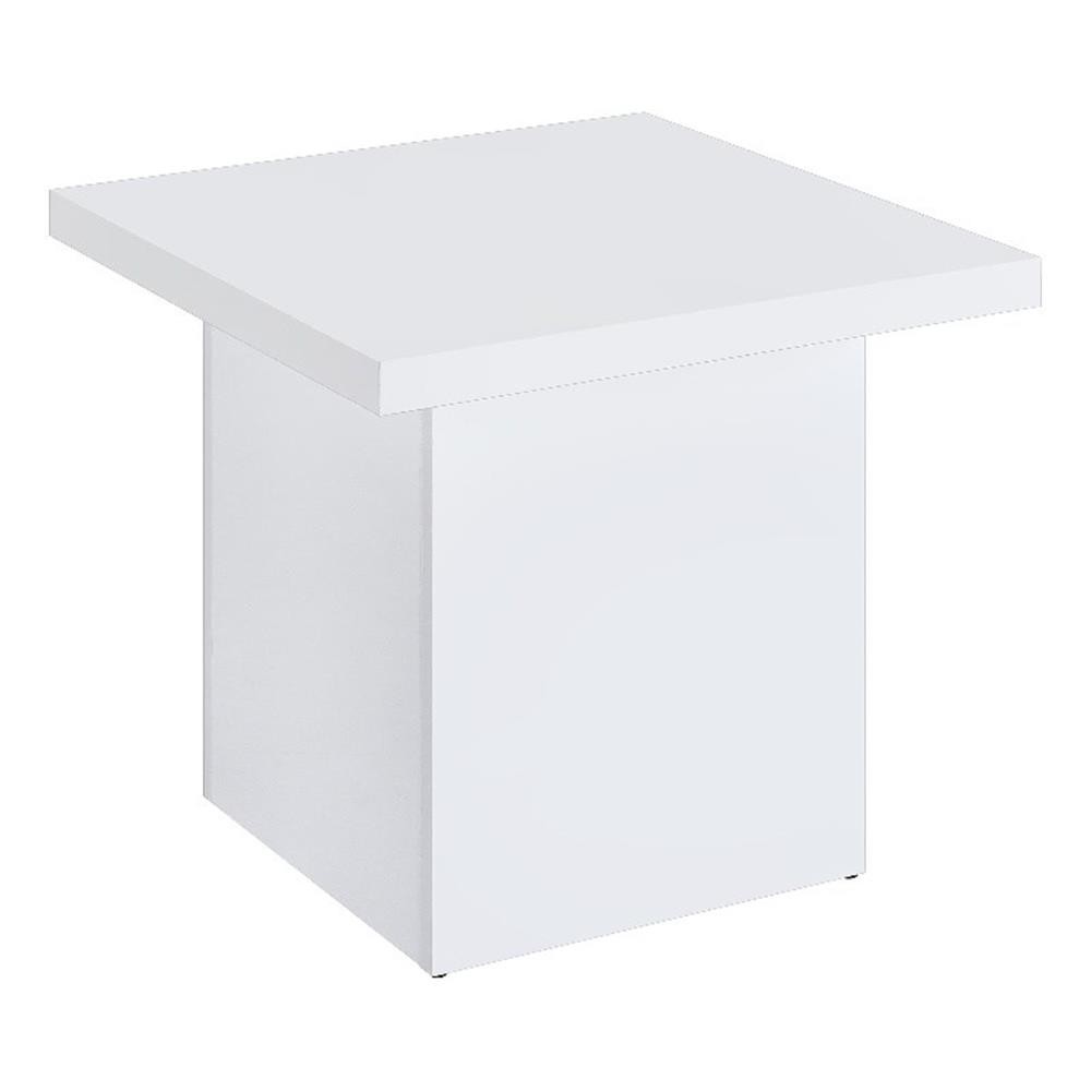 Coaster Devar Square Engineered Wood Side End Table in White High Gloss