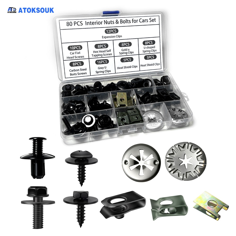 80pcs For Ford Engine Splash Fastener Fender Liner Body Bolts U-nut Clips