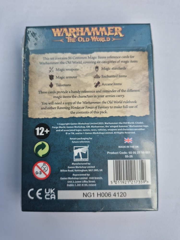 Games Workshop Warhammer the Old World Common Magic Items Reference Card Pack