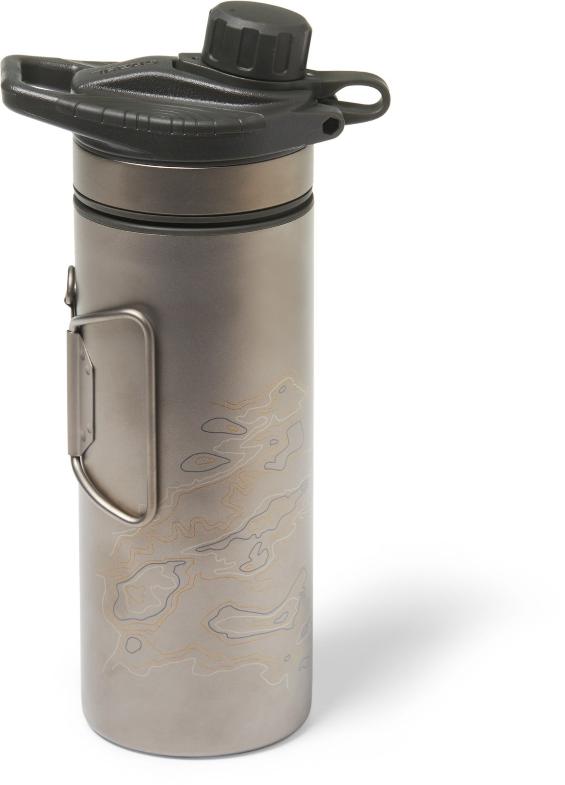 Grayl GeoPress Ti Water Filter and Purifier Bottle, 24 fl. oz, Covert Black
